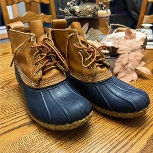 L.L. Bean Tan and Blue Ankle Boots